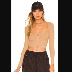 Adam Selman Sport Square Neck Cardigan - Khaki Size S